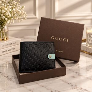 GUCCI Microguccissima 黑色雙折短夾